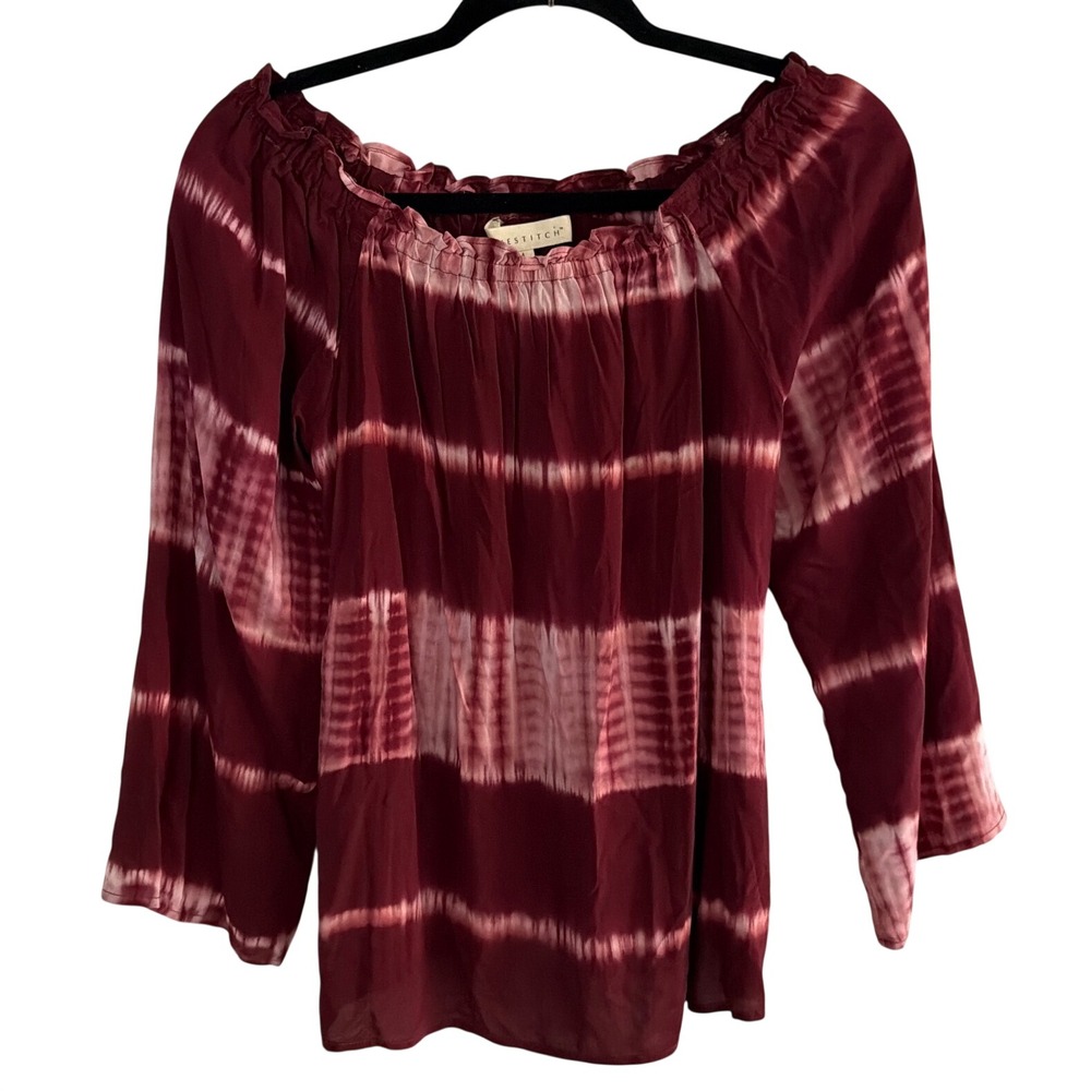 Lovestitch Burgundy Tie Dye Off the Shoulder Blouse Womens Medium